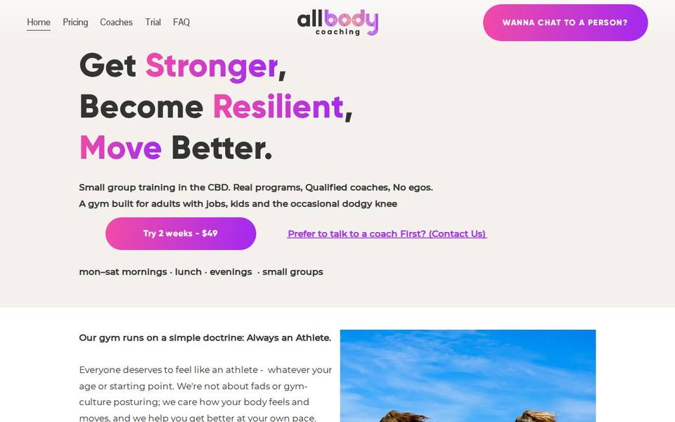 All Body Coaching website