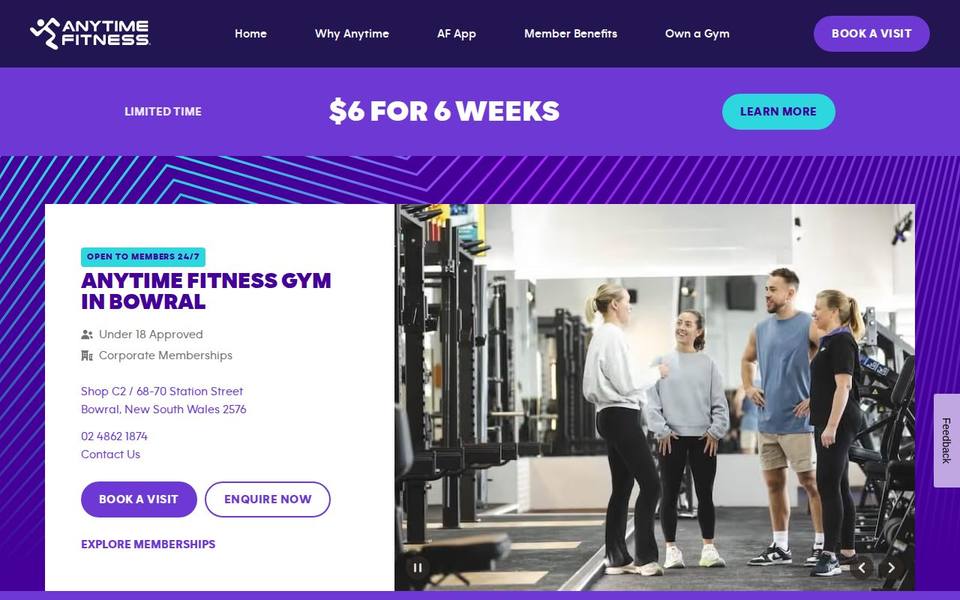 Anytime Fitness Bowral website