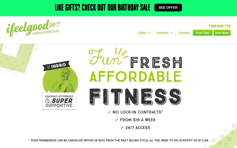 ifeelgood 24/7 Gym Oxenford website