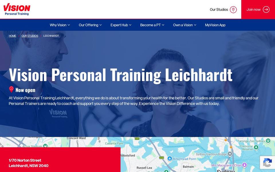 Vision Personal Training Leichhardt website