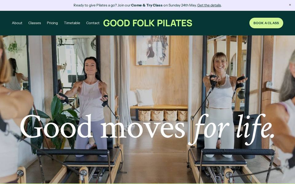 Good Folk Pilates website
