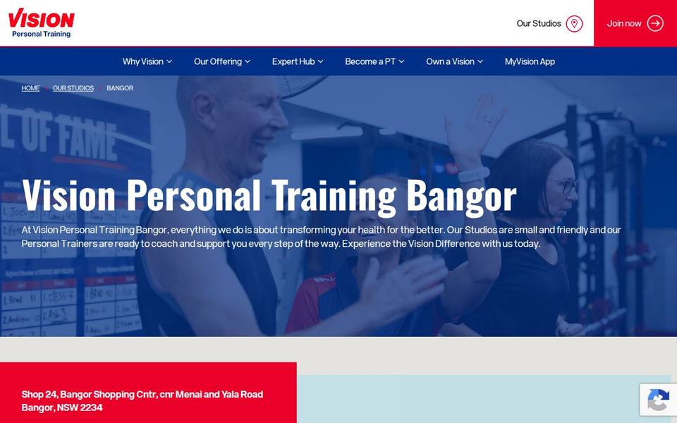 Vision Personal Training Bangor website