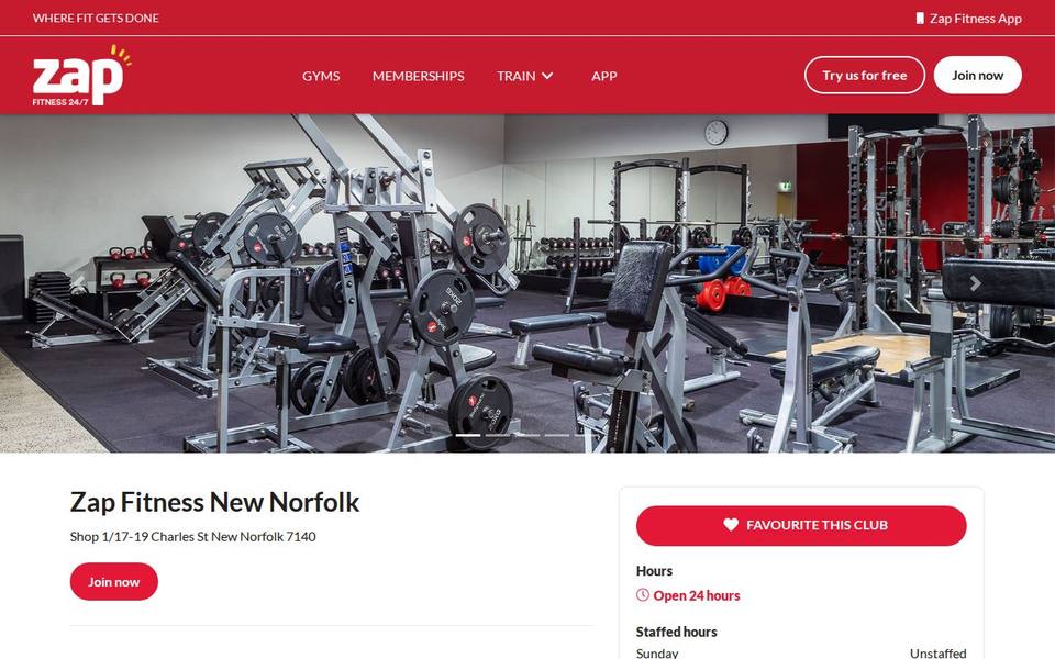 Zap Fitness New Norfolk website