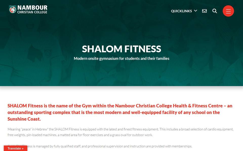 NCC Shalom Fitness website