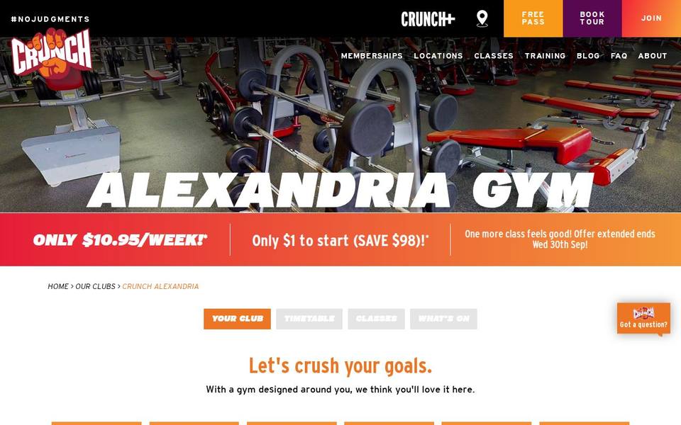 Crunch Fitness Alexandria website