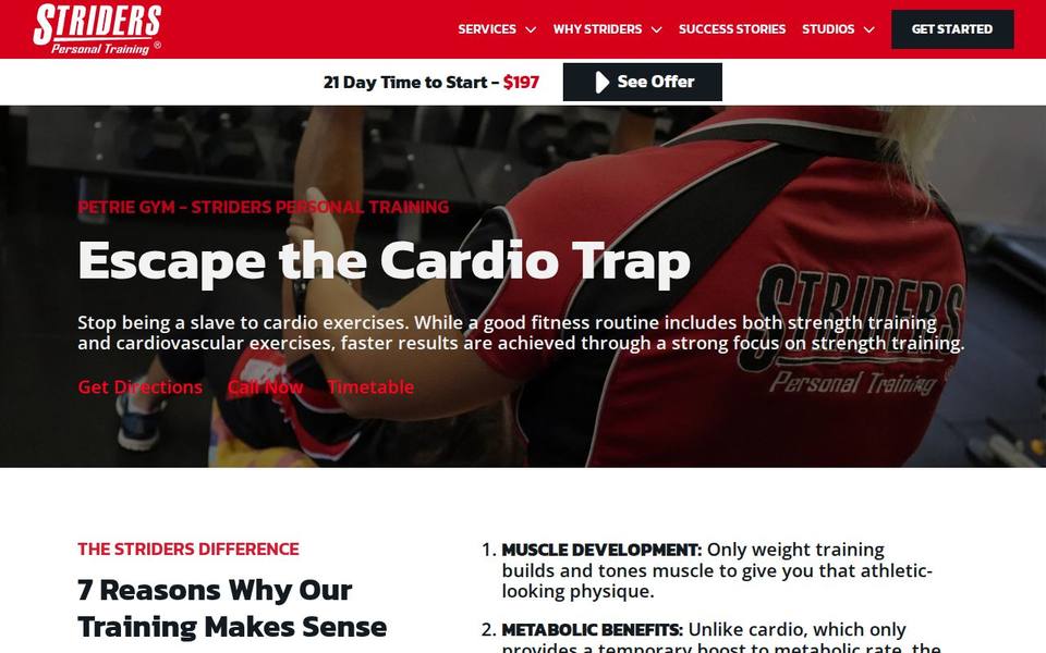 Striders Personal Training website