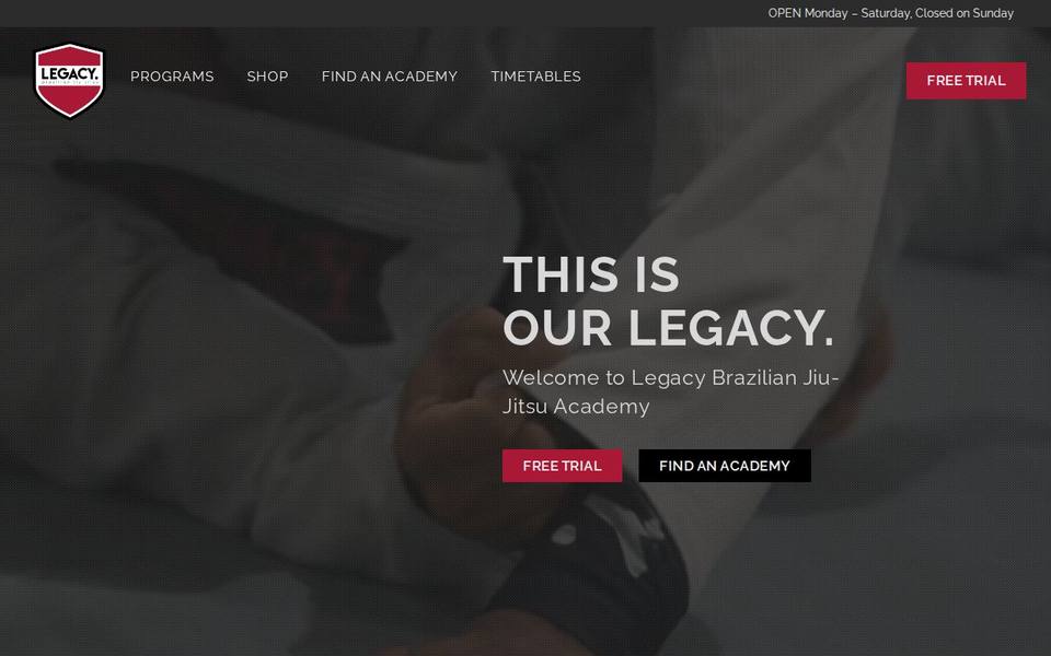 Legacy Jiu Jitsu Brookvale website
