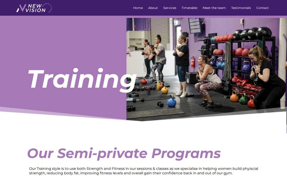 New Vision Women's Fitness website