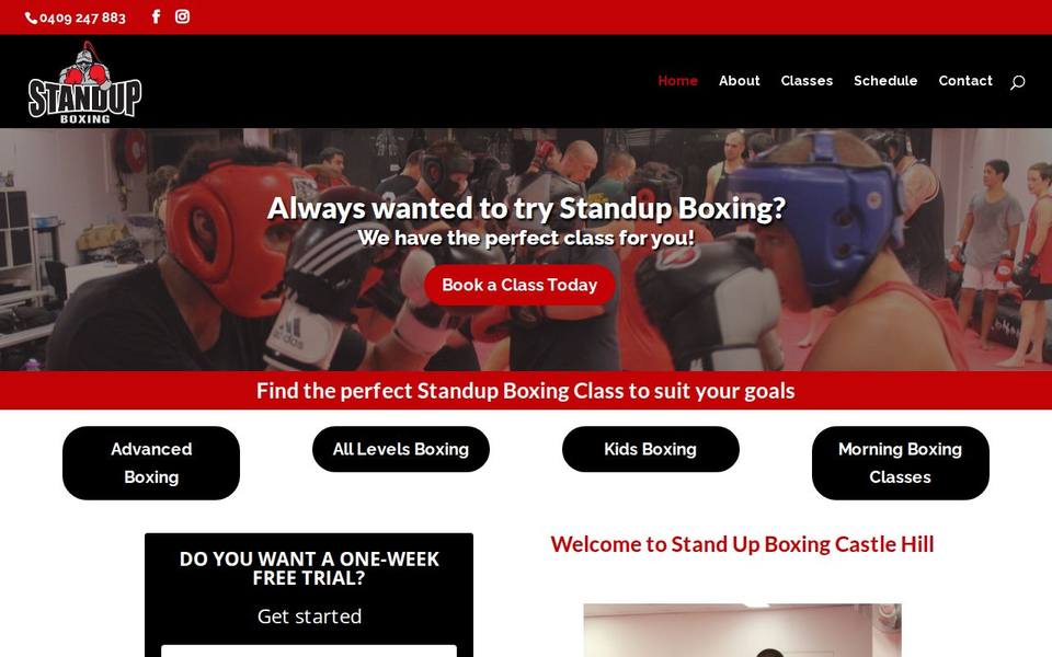 Standup Boxing Castle Hill website