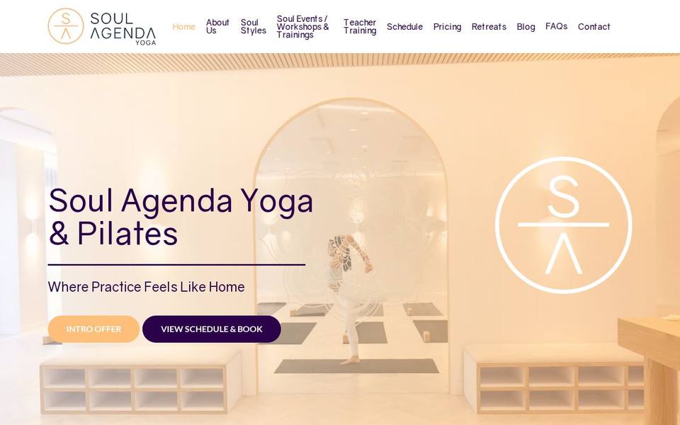 Soul Agenda Yoga and Pilates website