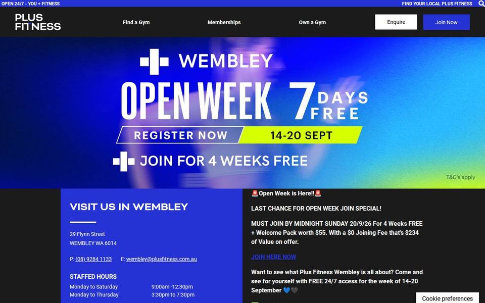 Plus Fitness Wembley website
