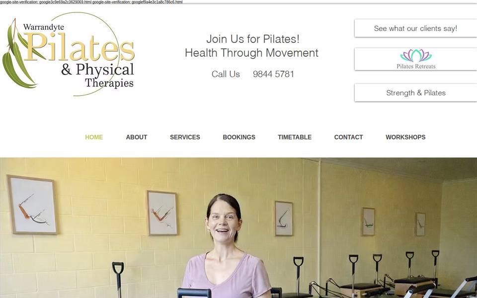 Warrandyte Pilates and Physical Therapies website