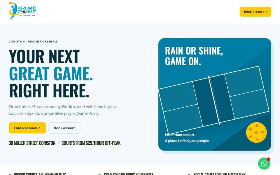 Game Point | 24/7 Indoor Pickleball Hub website