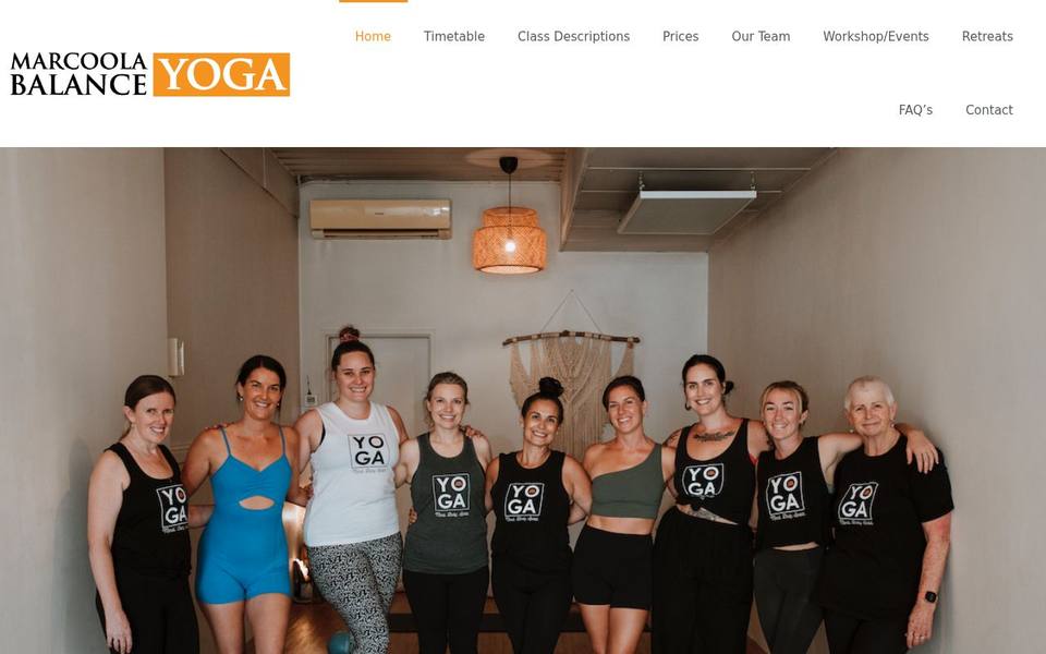 Marcoola Balance Yoga Studio website