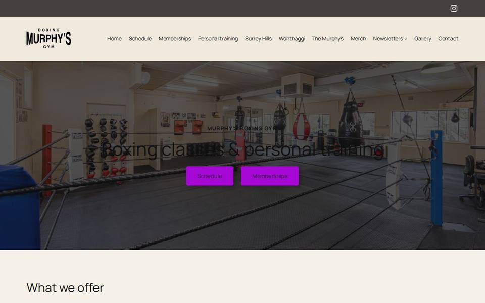 Murphy's Boxing Gym website