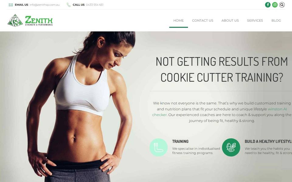 Zenith Strength and Performance website