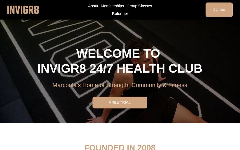 Invigr8 Health Club website