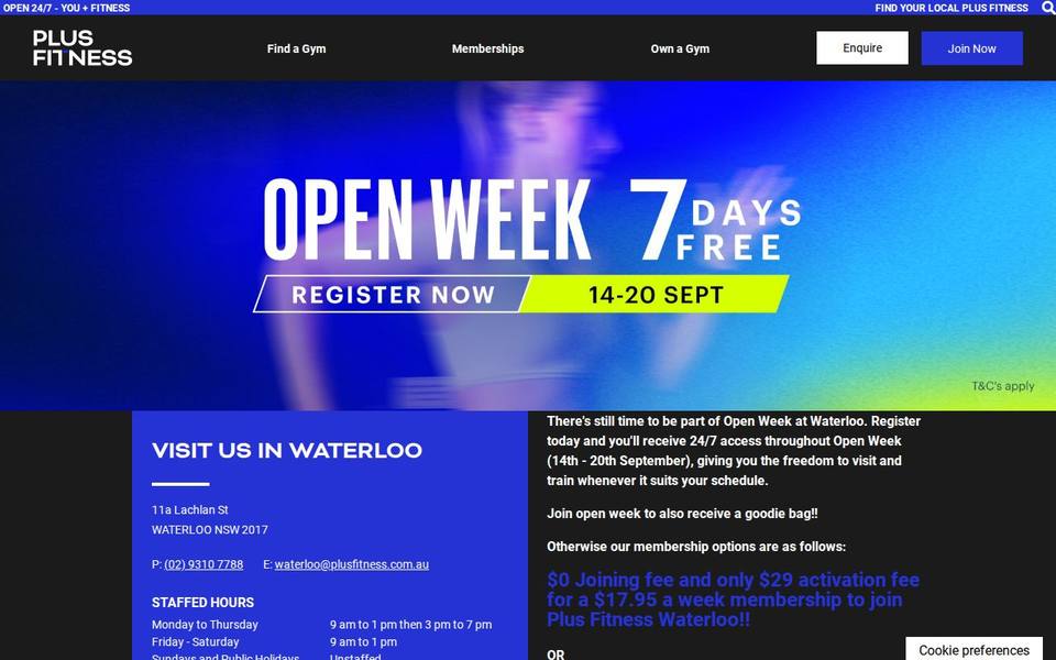 Plus Fitness Waterloo website