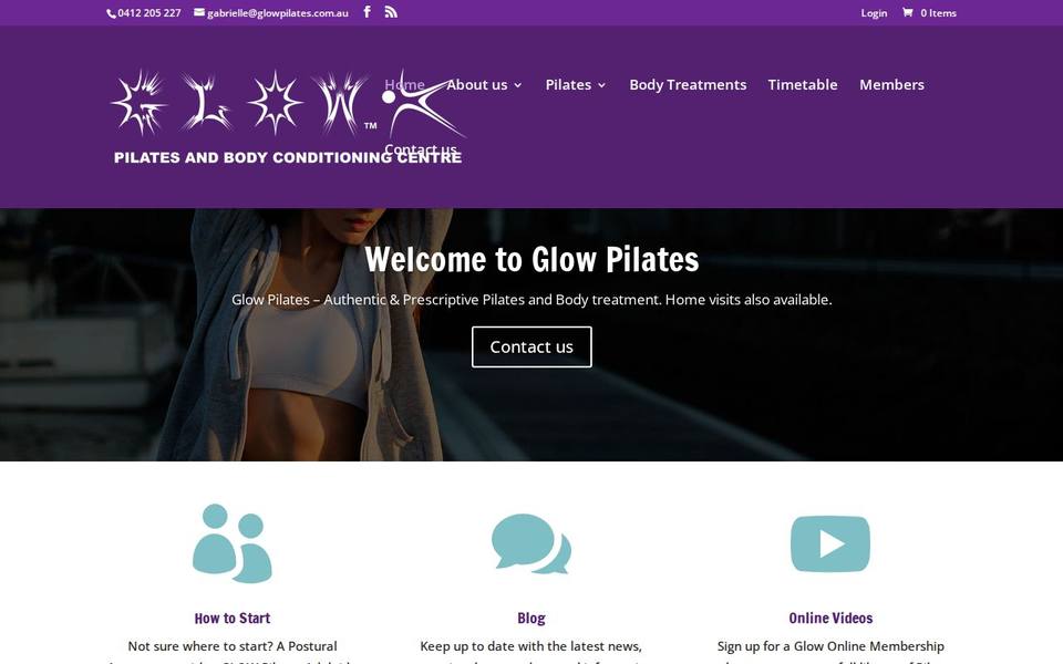 Glow Pilates & Body Conditioning Centre website