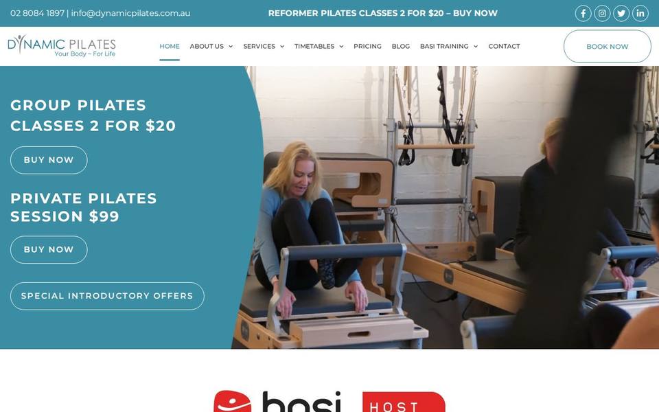 Dynamic Pilates website
