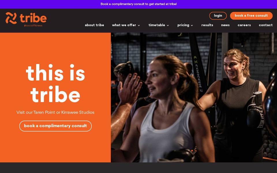 Tribe Social Fitness website