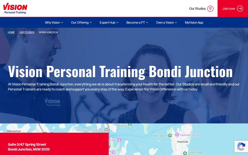 Vision Personal Training Bondi Junction website