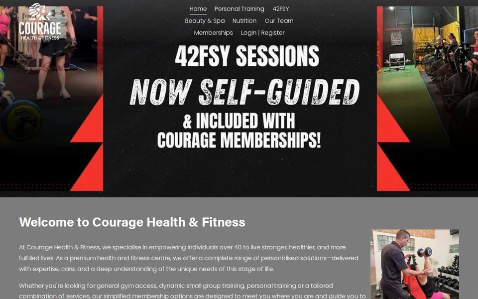 Courage Health and Fitness website