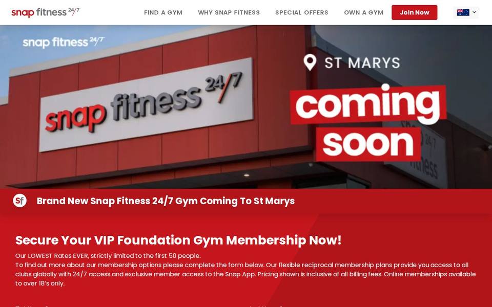 Snap Fitness St Marys website