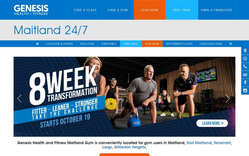 Genesis Health + Fitness Maitland - NSW website