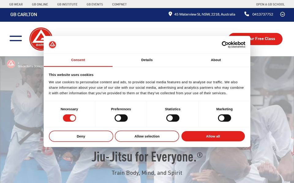 Gracie Barra Carlton website