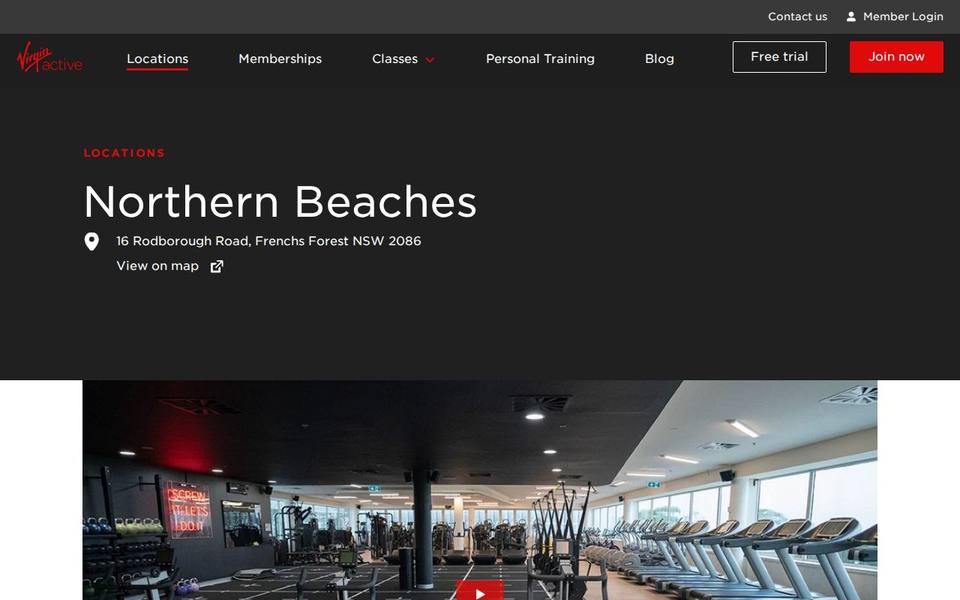 Virgin Active Northern Beaches website