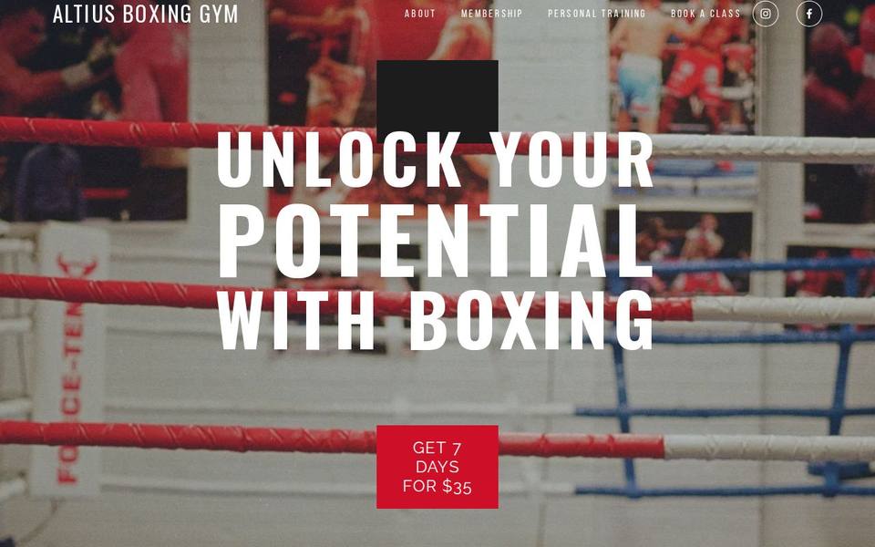 Altius Boxing Gym website