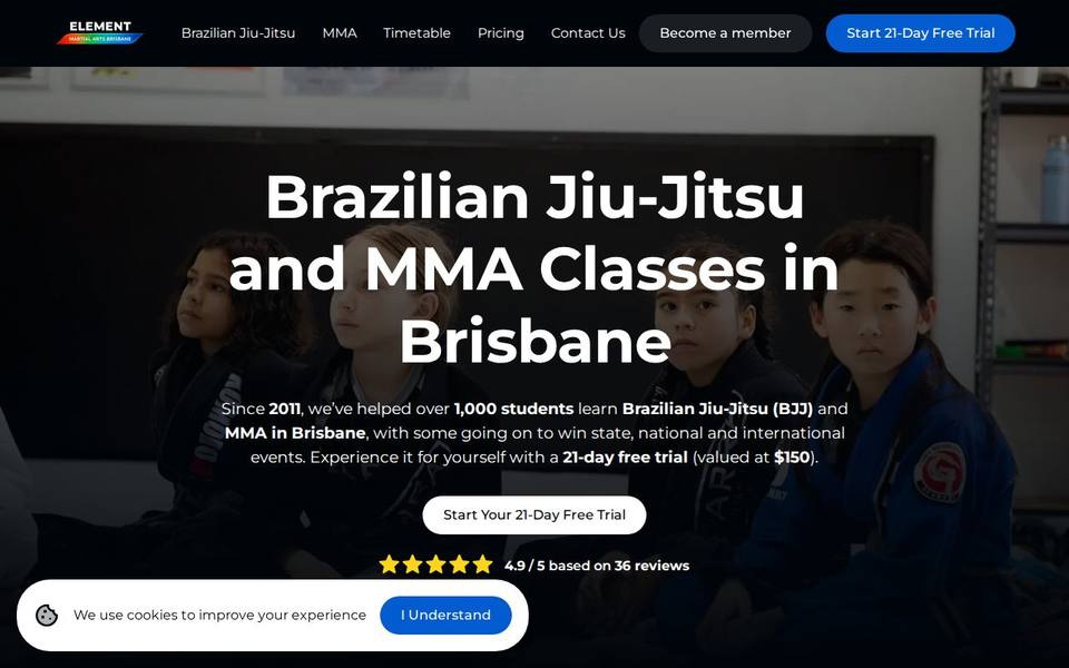 Element Martial Arts website