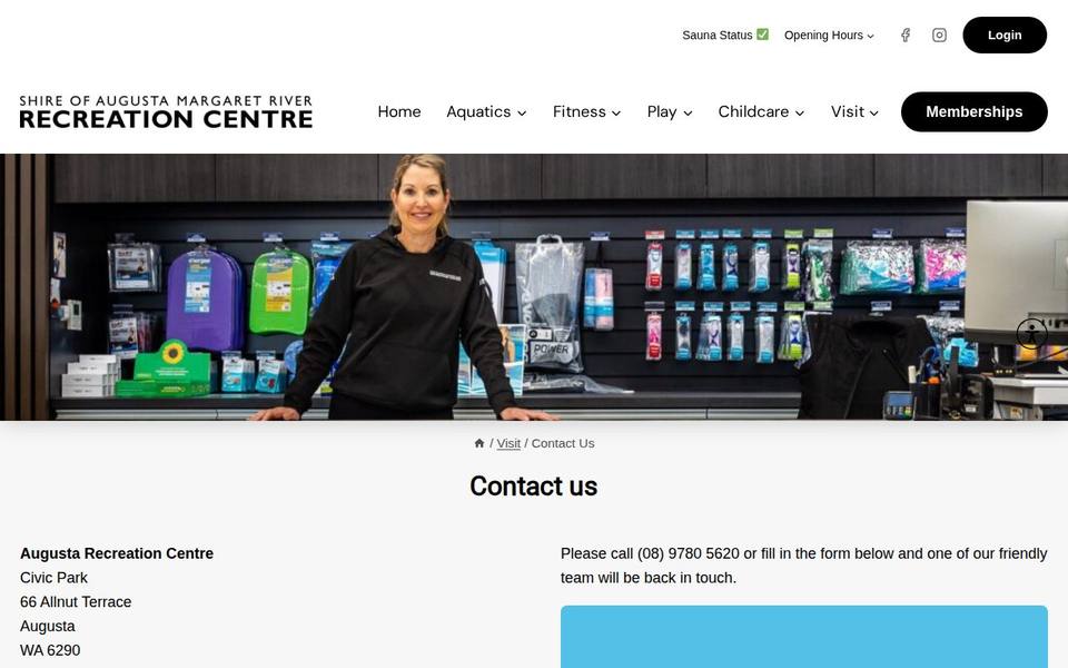 Margaret River Recreation Centre website