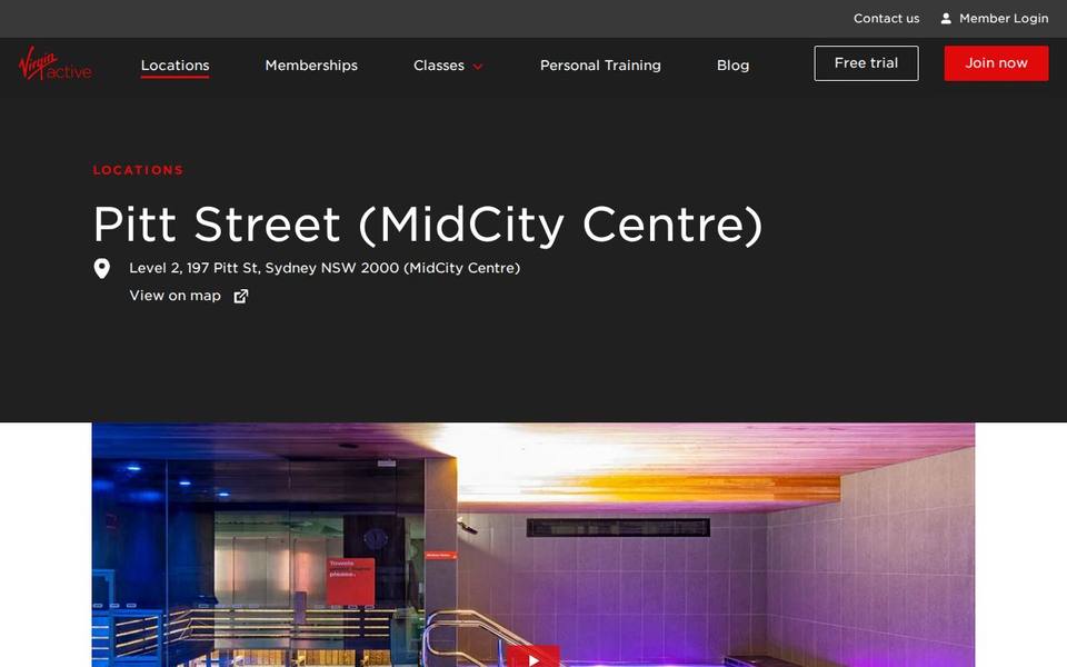 Virgin Active Pitt Street (MidCity Centre) website