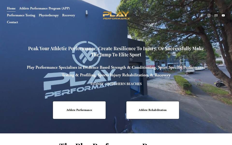 Play Performance - Athlete Performance Facility website