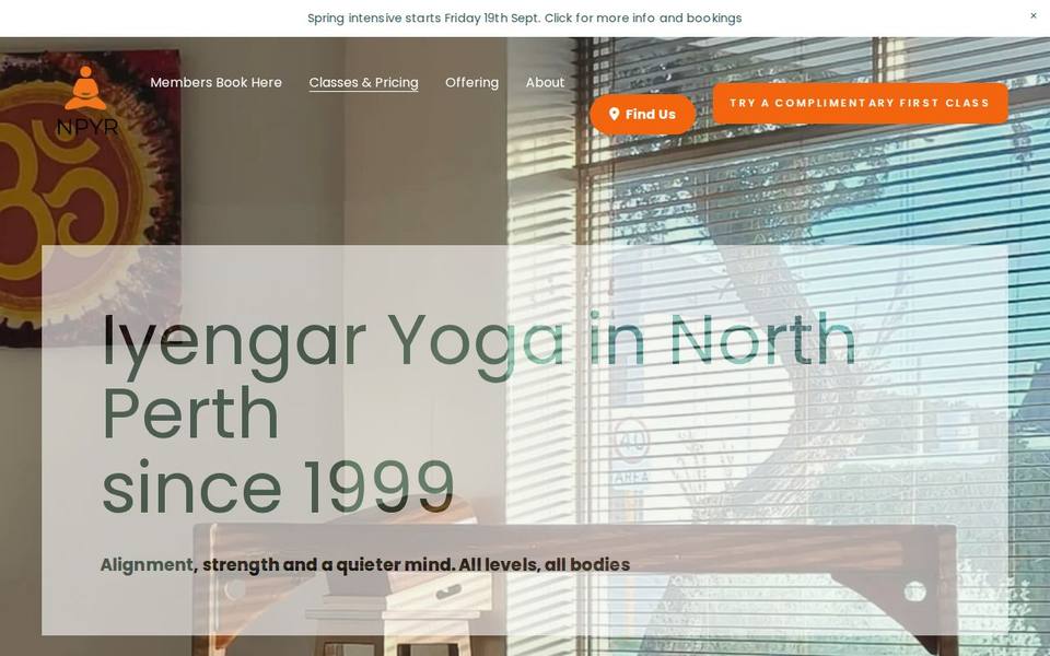 North Perth Yoga Room website