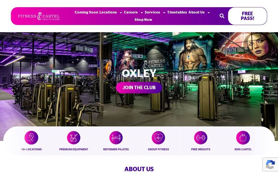 Fitness Cartel Health Clubs website