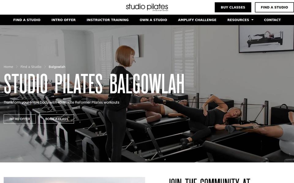 Studio Pilates International Balgowlah website
