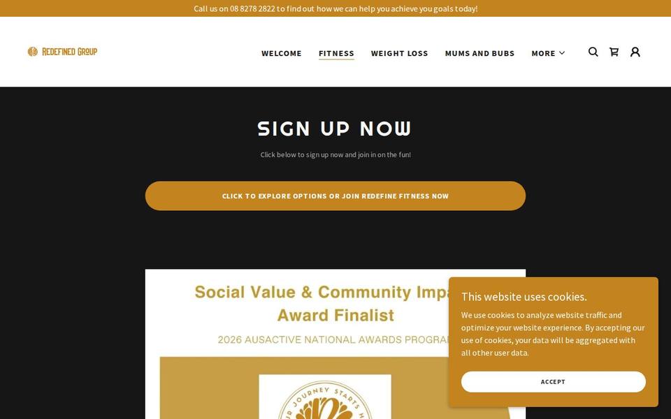 Redefine Fitness Blackwood website