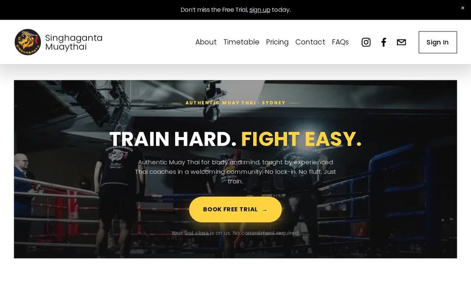 Singhaganta Muaythai Gym website