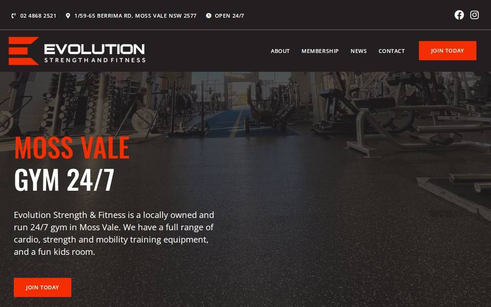 Evolution Strength and Fitness 24/7 website