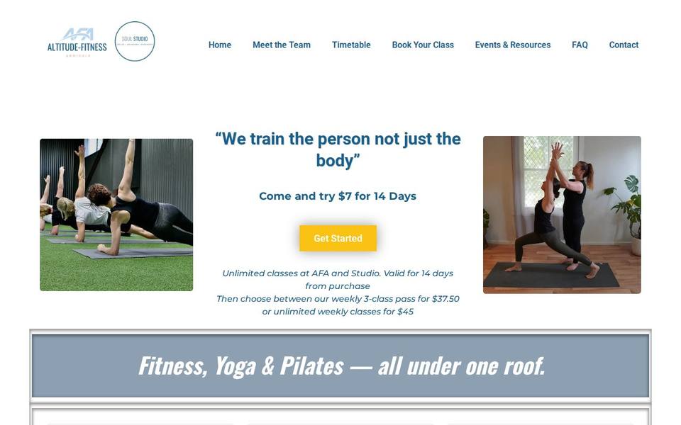 Altitude Fitness Armidale website
