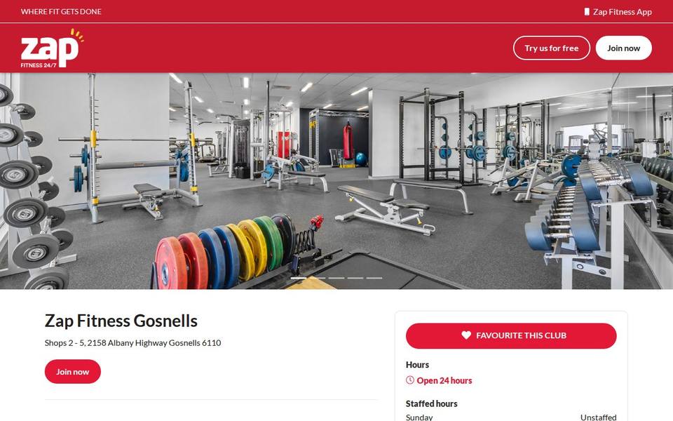 Zap Fitness Gosnells website