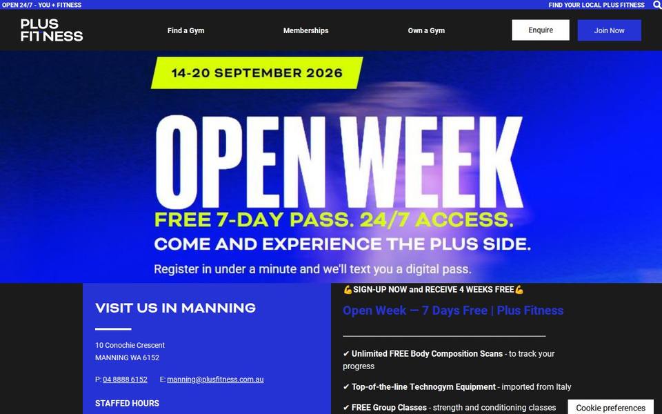 Plus Fitness Manning website