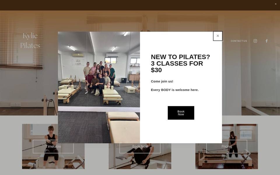 Kylie Pilates website