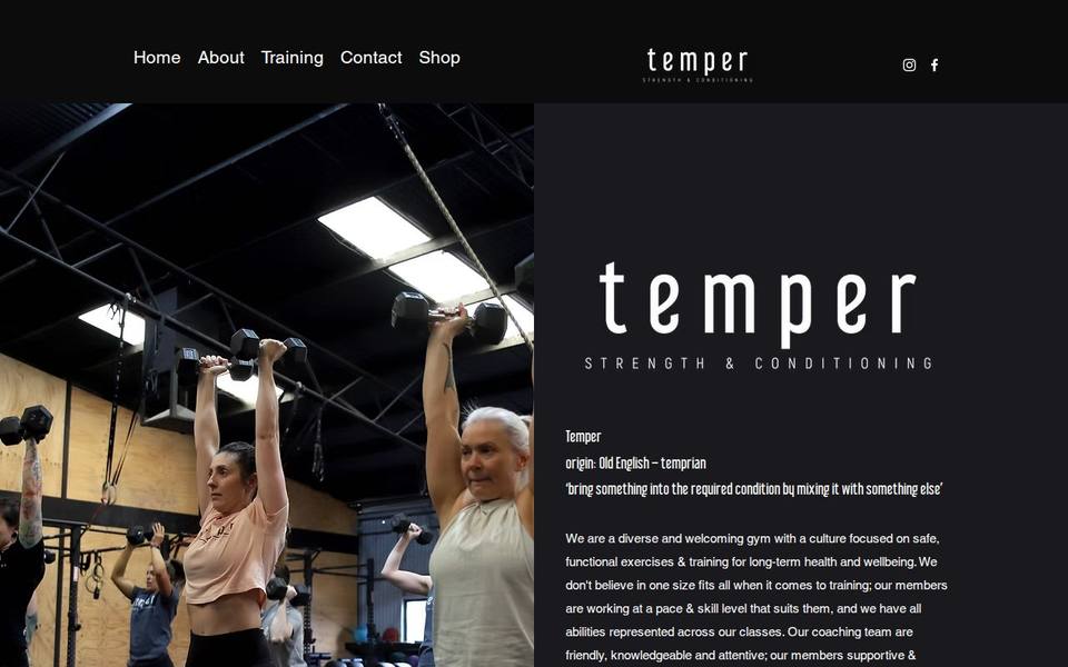 Temper Strength and Conditioning website