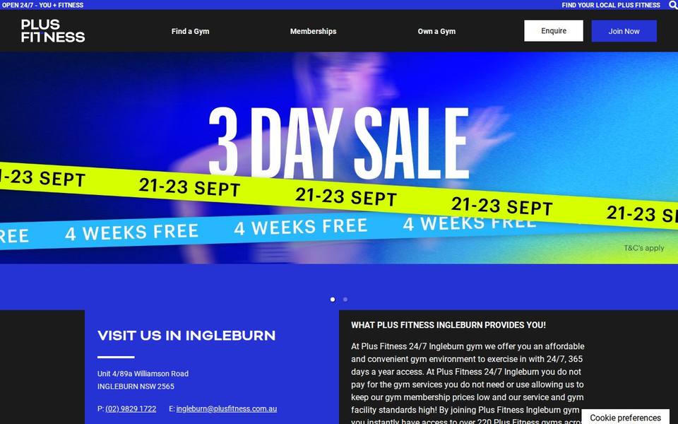 Plus Fitness Ingleburn website