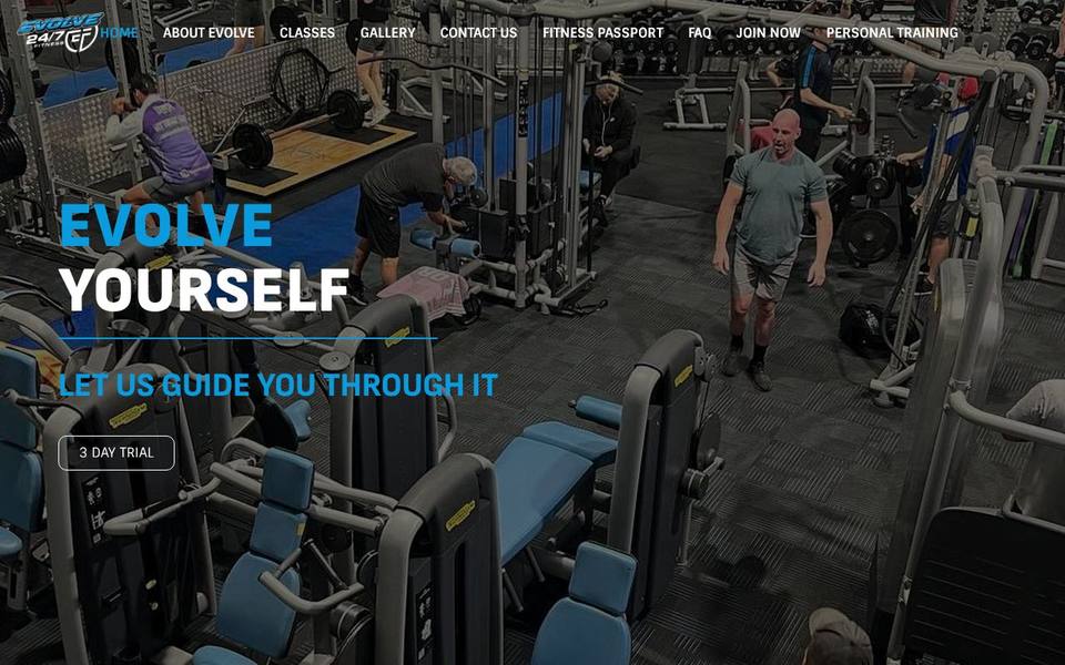 Evolve 24/7 Fitness website