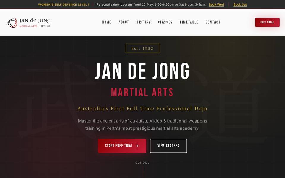 Jan de Jong Martial Arts Fitness website